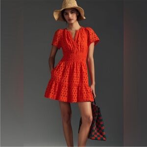 Cynthia Rowley bestselling eyelet women’s mini dress size S orange
